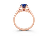 Rose gold Oval Cut Blue Sapphire Solitaire Engagement Ring with Cathedral Setting and Four-Prong Mount_39
