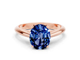 Rose gold Oval Cut Blue Sapphire Solitaire Engagement Ring with Cathedral Setting and Four-Prong Mount_66
