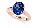 Rose gold Oval Cut Blue Sapphire Solitaire Engagement Ring with Cathedral Setting and Four-Prong Mount_67