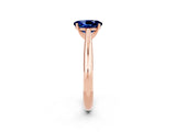 Rose gold Oval Cut Blue Sapphire Solitaire Engagement Ring with Cathedral Setting and Four-Prong Mount_68