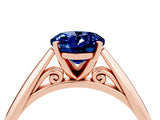 Rose gold Oval Cut Blue Sapphire Solitaire Engagement Ring with Cathedral Setting and Four-Prong Mount_70