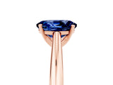 Rose gold Oval Cut Blue Sapphire Solitaire Engagement Ring with Cathedral Setting and Four-Prong Mount_71