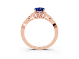 Rose gold Oval Cut Blue Sapphire Solitaire Engagement Ring with Celtic Knot Band and Four-Prong Setting_3