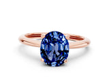 Rose gold Oval Cut Blue Sapphire Solitaire Engagement Ring with Classic Band and Four-Prong Setting_12