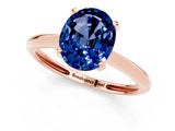 Rose gold Oval Cut Blue Sapphire Solitaire Engagement Ring with Classic Band and Four-Prong Setting_13