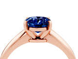 Rose gold Oval Cut Blue Sapphire Solitaire Engagement Ring with Classic Band and Four-Prong Setting_16