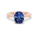 Rose gold Oval Cut Blue Sapphire Solitaire Engagement Ring with Classic Band and Four-Prong Setting_24