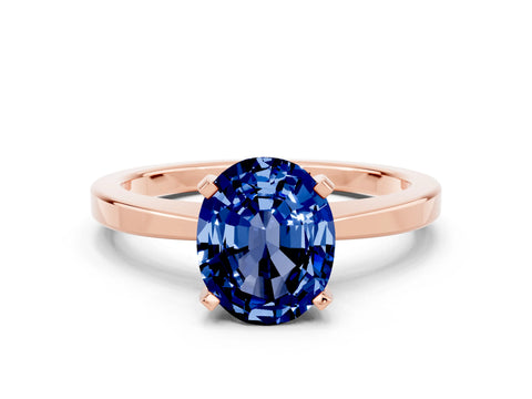 Rose gold Oval Cut Blue Sapphire Solitaire Engagement Ring with Classic Band and Four-Prong Setting_24