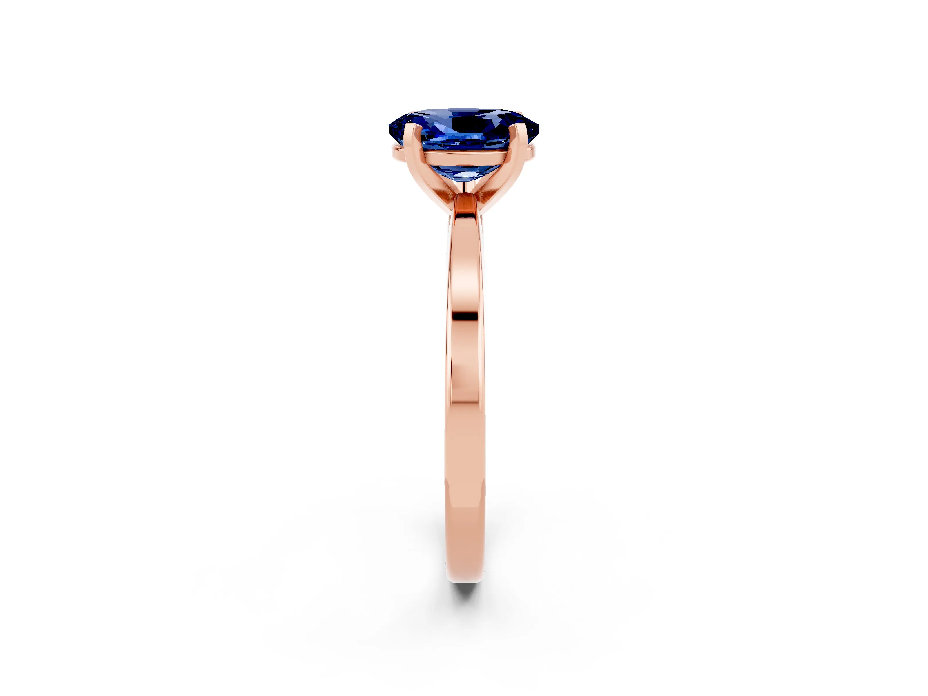 Rose gold Oval Cut Blue Sapphire Solitaire Engagement Ring with Classic Band and Four-Prong Setting_26
