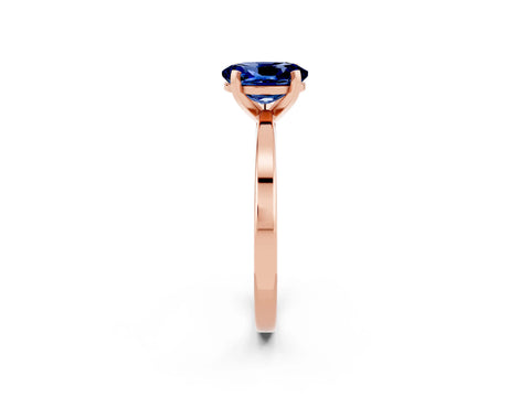 Rose gold Oval Cut Blue Sapphire Solitaire Engagement Ring with Classic Band and Four-Prong Setting_26