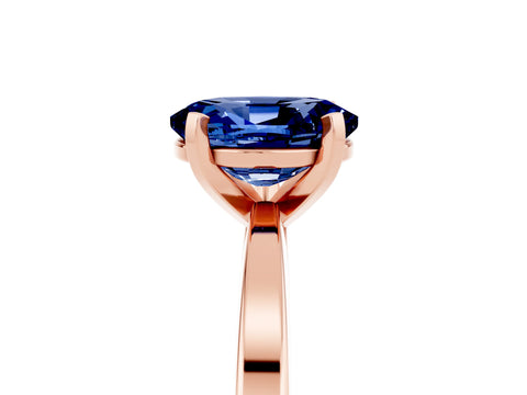 Rose gold Oval Cut Blue Sapphire Solitaire Engagement Ring with Classic Band and Four-Prong Setting_29