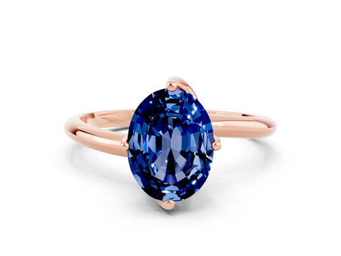 Rose gold Oval Cut Blue Sapphire Solitaire Engagement Ring with Four-Prong Setting and Classic Band_12
