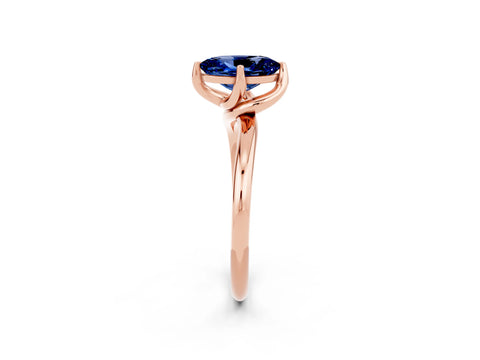 Rose gold Oval Cut Blue Sapphire Solitaire Engagement Ring with Four-Prong Setting and Classic Band_14