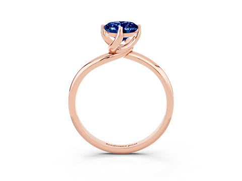 Rose gold Oval Cut Blue Sapphire Solitaire Engagement Ring with Four-Prong Setting and Classic Band_15