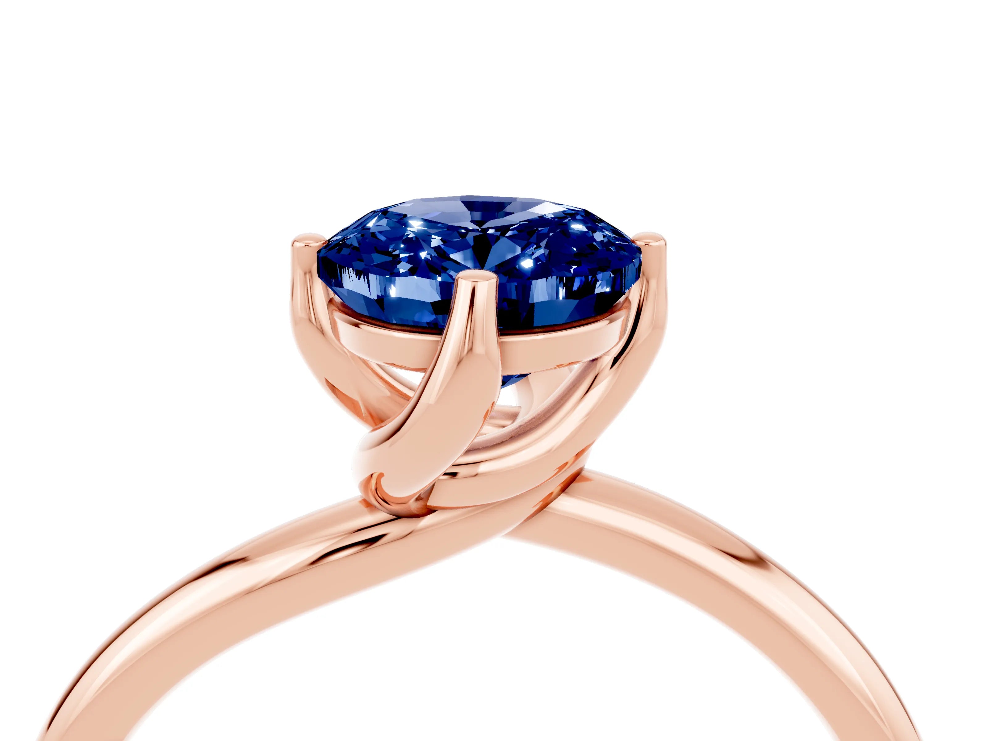 Rose gold Oval Cut Blue Sapphire Solitaire Engagement Ring with Four-Prong Setting and Classic Band_16