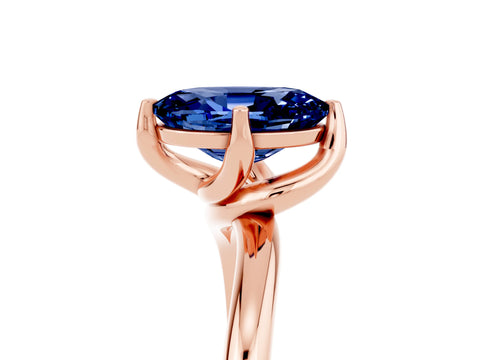 Rose gold Oval Cut Blue Sapphire Solitaire Engagement Ring with Four-Prong Setting and Classic Band_17