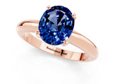 Rose gold Oval Cut Blue Sapphire Solitaire Engagement Ring with Round Band and Four-Prong Setting_1
