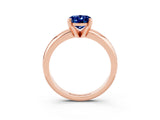 Rose gold Oval Cut Blue Sapphire Solitaire Engagement Ring with Round Band and Four-Prong Setting_3