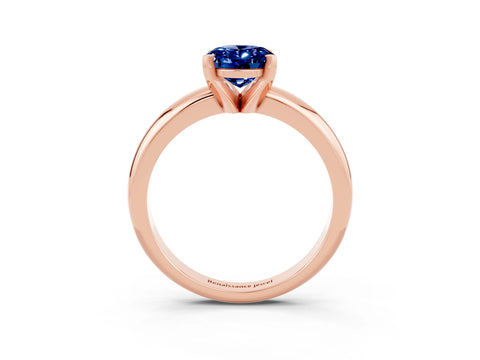 Rose gold Oval Cut Blue Sapphire Solitaire Engagement Ring with Round Band and Four-Prong Setting_3