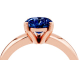 Rose gold Oval Cut Blue Sapphire Solitaire Engagement Ring with Round Band and Four-Prong Setting_4