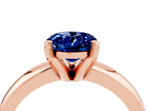 Rose gold Oval Cut Blue Sapphire Solitaire Engagement Ring with Round Band and Four-Prong Setting_4
