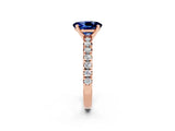 Rose gold Oval Cut Blue Sapphire Solitaire Pavé Engagement Ring with Round Band and Prong Setting_14