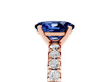 Rose gold Oval Cut Blue Sapphire Solitaire Pavé Engagement Ring with Round Band and Prong Setting_17