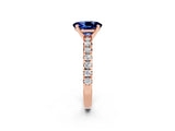 Rose gold Oval Cut Blue Sapphire Solitaire Pavé Engagement Ring with Round Band and Prong Setting_74