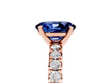 Rose gold Oval Cut Blue Sapphire Solitaire Pavé Engagement Ring with Round Band and Prong Setting_77