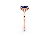 Rose gold Oval Cut Blue Sapphire Solitaire Ring with Flower Prong Setting and Classic Band_14
