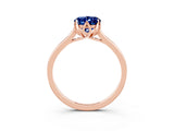 Rose gold Oval Cut Blue Sapphire Solitaire Ring with Flower Prong Setting and Classic Band_15