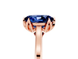 Rose gold Oval Cut Blue Sapphire Solitaire Ring with Flower Prong Setting and Classic Band_17