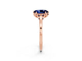 Rose gold Oval Cut Blue Sapphire Solitaire Ring with Flower Prong Setting and Classic Band_39