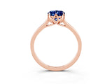Rose gold Oval Cut Blue Sapphire Solitaire Ring with Flower Prong Setting and Classic Band_40