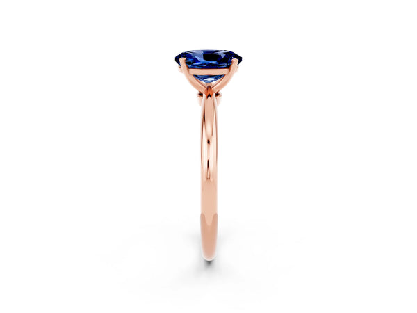 Rose gold Oval Cut Blue Sapphire Solitaire Ring with Six-Prong Setting and Classic Band