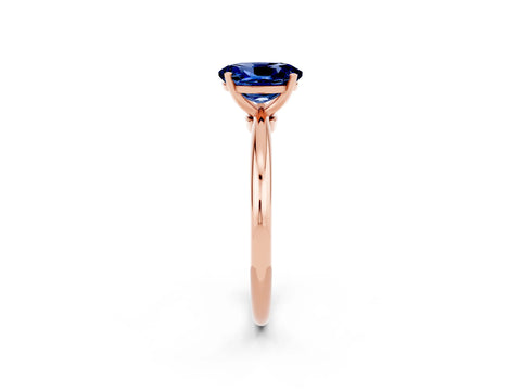 Rose gold Oval Cut Blue Sapphire Solitaire Ring with Six-Prong Setting and Classic Band_2