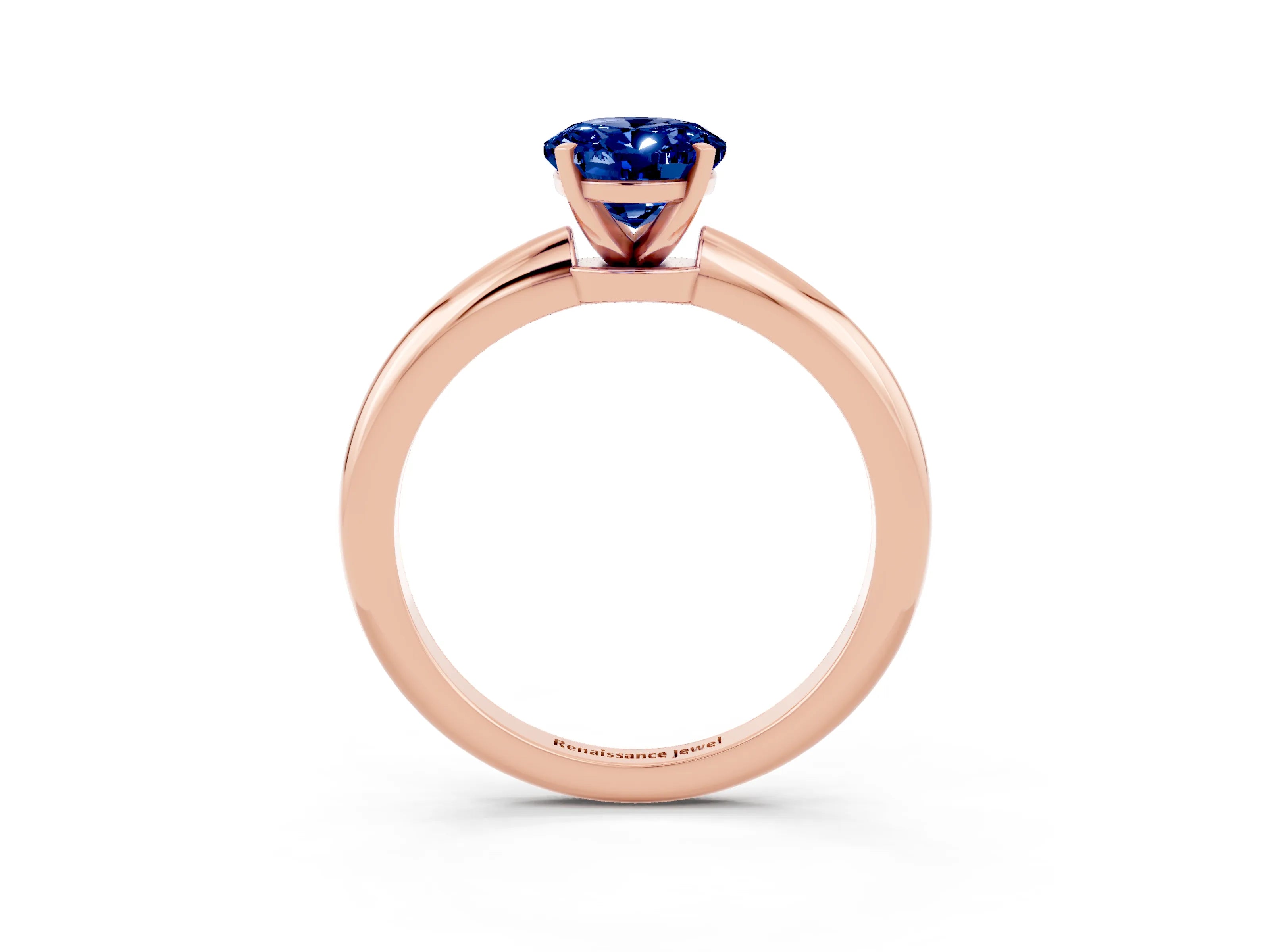 Rose gold Oval Cut Blue Sapphire Solitaire Ring with Six-Prong Setting and Classic Band_3