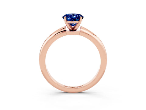 Rose gold Oval Cut Blue Sapphire Solitaire Ring with Six-Prong Setting and Classic Band_3