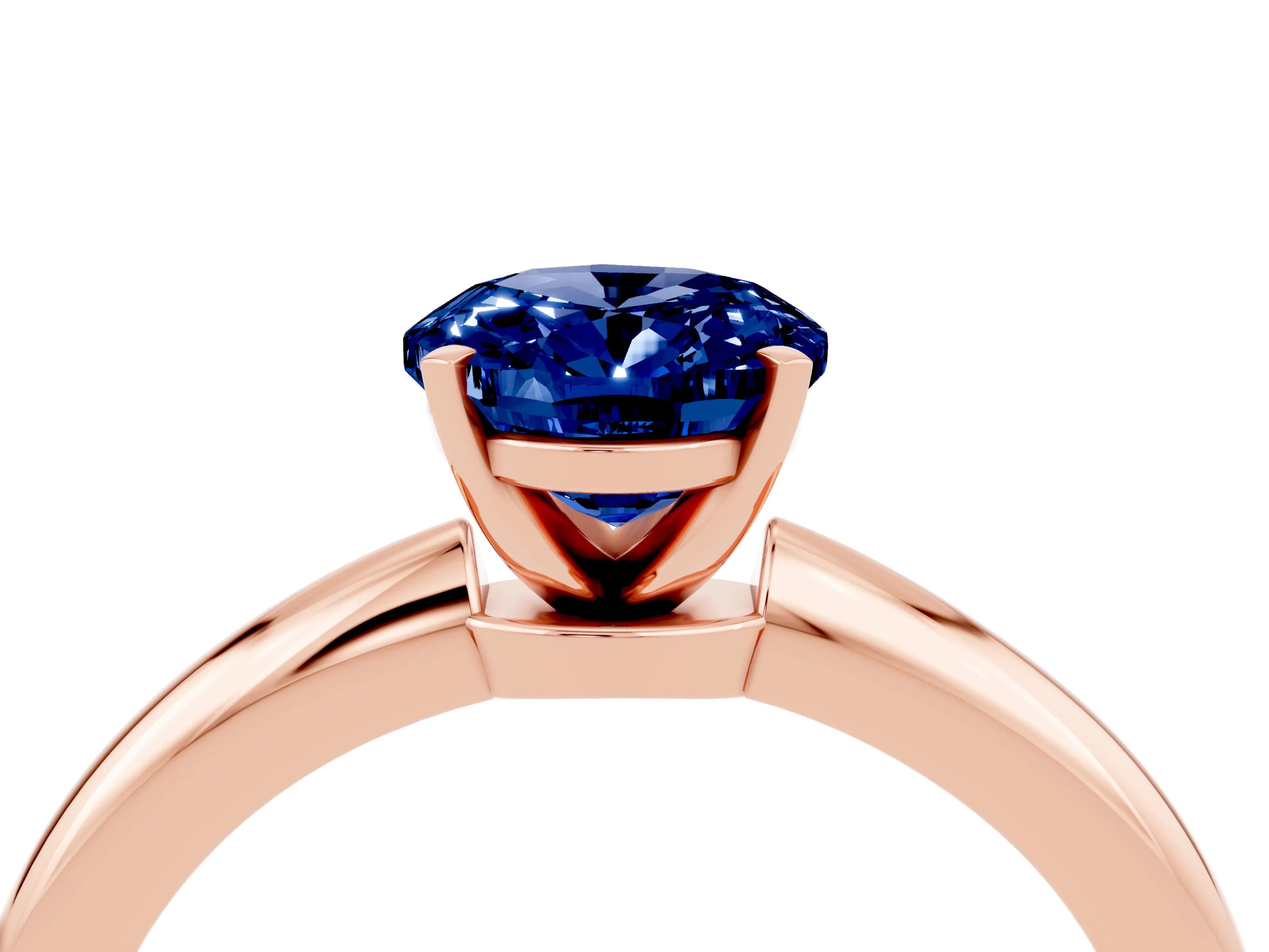 Rose gold Oval Cut Blue Sapphire Solitaire Ring with Six-Prong Setting and Classic Band_4