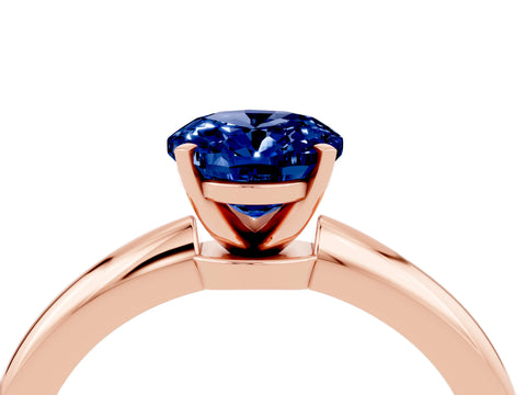 Rose gold Oval Cut Blue Sapphire Solitaire Ring with Six-Prong Setting and Classic Band_4