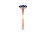 Rose gold Oval Cut Blue Sapphire Solitaire Ring with Thin Band and Four-Prong Setting_14