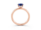 Rose gold Oval Cut Blue Sapphire Solitaire Ring with Thin Band and Four-Prong Setting_15