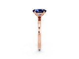 Rose gold Oval Cut Blue Sapphire Solitaire Ring with Thin Band and Prong Setting_14