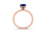 Rose gold Oval Cut Blue Sapphire Solitaire Ring with Thin Band and Prong Setting_15