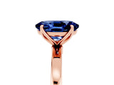 Rose gold Oval Cut Blue Sapphire Solitaire Ring with Thin Band and Prong Setting_17