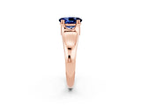 Rose gold Oval Cut Blue Sapphire Solitaire Ring with Wide Band and Prong Setting_2