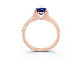 Rose gold Oval Cut Blue Sapphire Solitaire Ring with Wide Band and Prong Setting_3