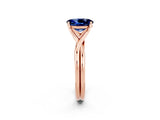 Rose gold Oval Cut Blue Sapphire Solitaire Twist Band Prong Setting Ring_50