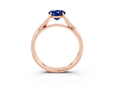 Rose gold Oval Cut Blue Sapphire Solitaire Twist Band Prong Setting Ring_51