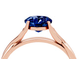 Rose gold Oval Cut Blue Sapphire Solitaire Twist Band Prong Setting Ring_52